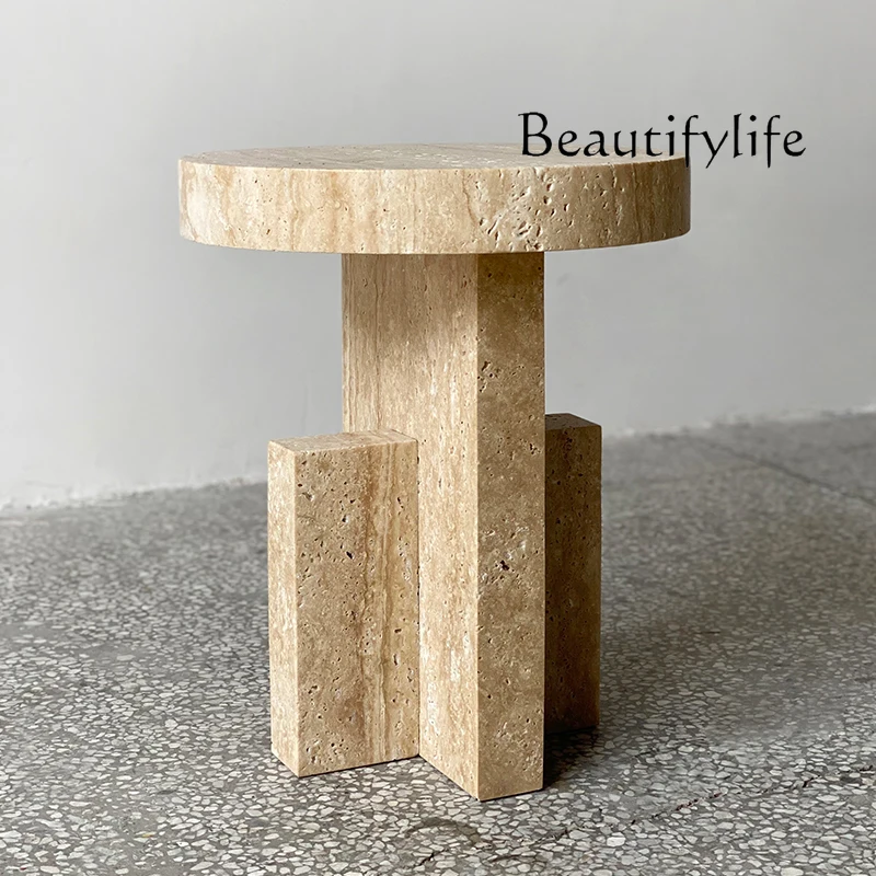 Modern Light Luxury Cave Stone Frp Element Geometric Side Table Sofa Home Model Room Corner Table