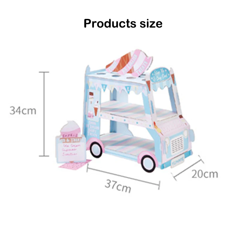 Dessert Table Birthday Ice Cream Holder Display Ice Cream Truck Ice Cream Car Bus Cake Stand Cake Cupcake Stand Bus Cupcake