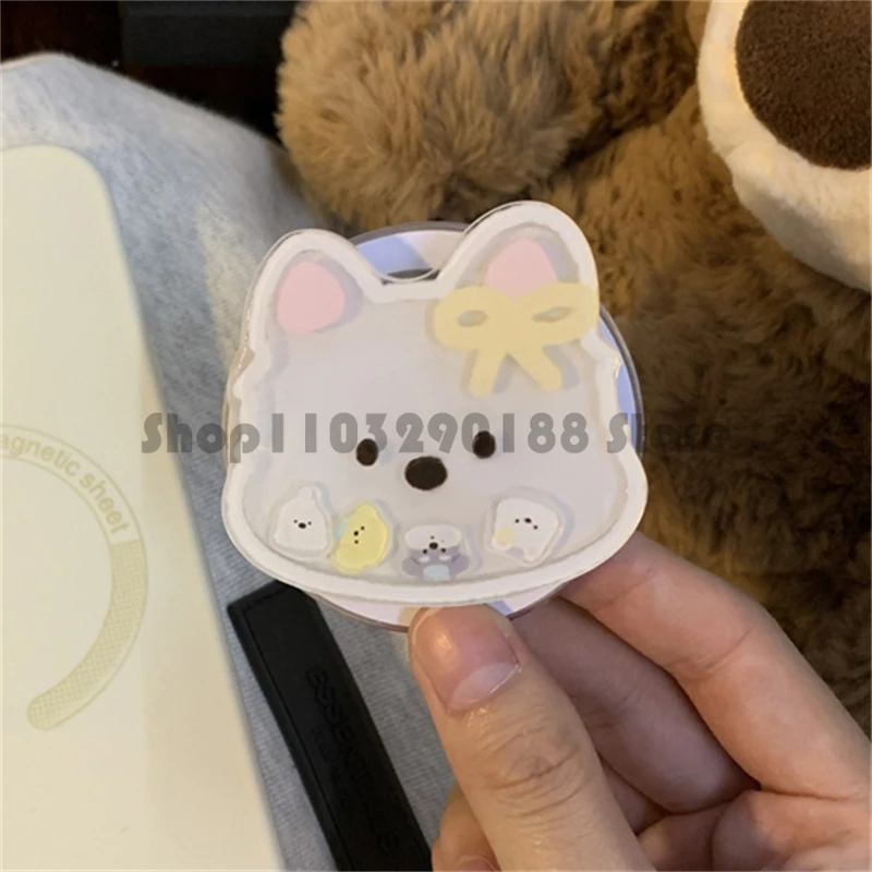 

Корейский симпатичный Магнитный держатель с зыбучим песком для щенка держатель для телефона Подставка для iPhone 16 для планшета Magsafe Smart Tok