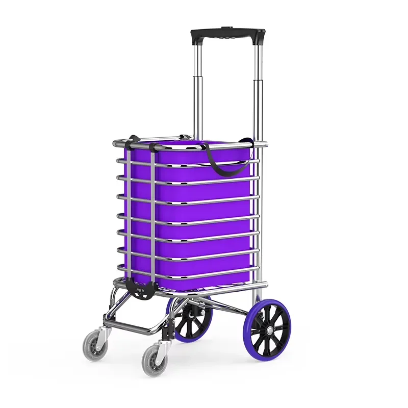 Grocery Shopping Cart 360 Degree Rolling Swivel Wheels Aluminum/PVC OEM Stair Climber Cart Easily Storage Tools