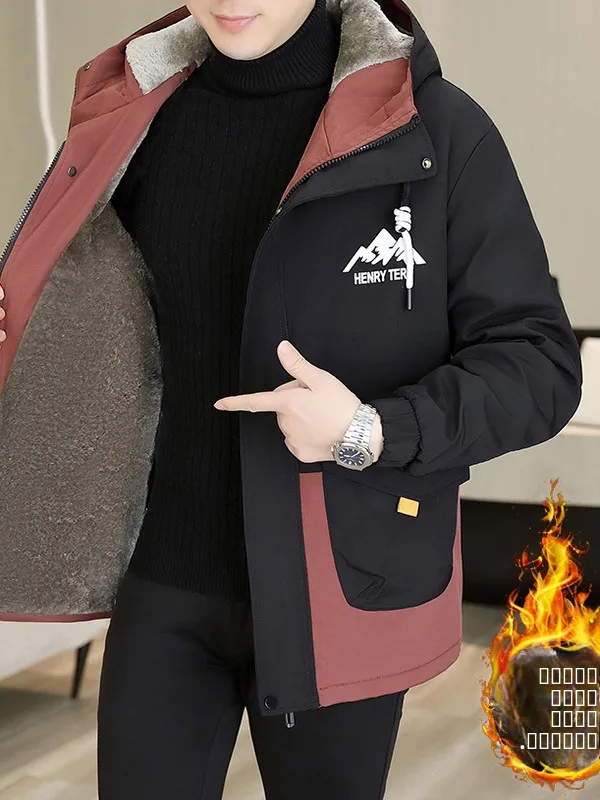 

Утепленная хлопковая куртка с капюшоном для мужчин, зимняя верхняя одежда для молодежи, защита от холода, повседневная, для активного отдыха, с длинными рукавами, однотонная, теплая