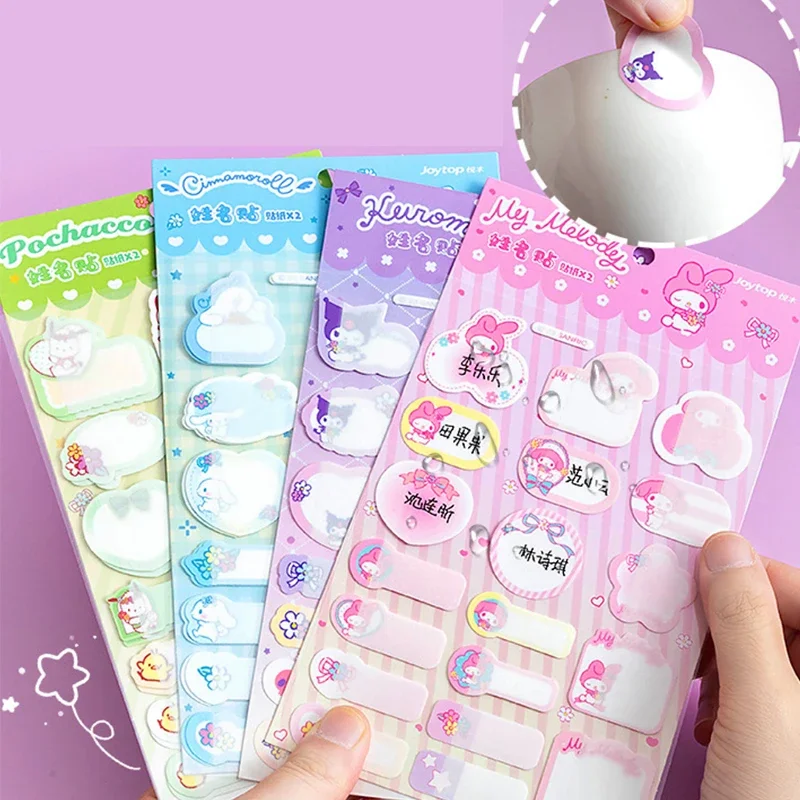 2Pcs/Set Sanrio Mymelody Kuromi Cinnamoroll Pochacco Labels for Daycare Name Tag Label Sticker School Supplies