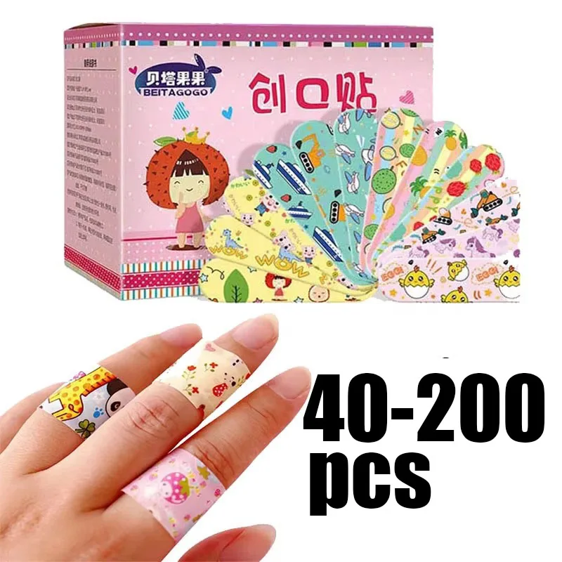 

40/80/120/160/200pcs Cartoon Animal Pattern Waterproof Hemostatic Children'S Adhesive Tape Wound Sticker Children'S Plaster
