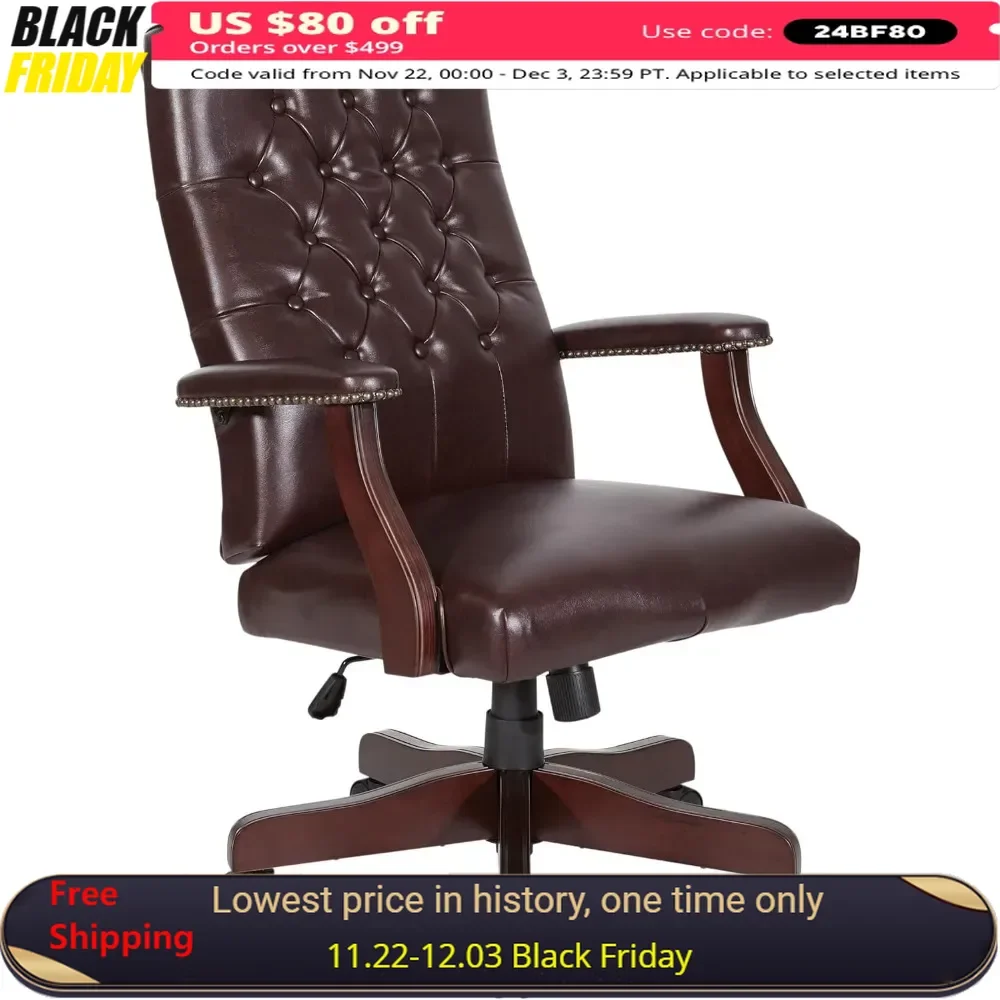 Office Chair, Traditional Tufted High Back with Upholstered Seat and Built-in Lumbar Support, Ergonomic, Executive Chair