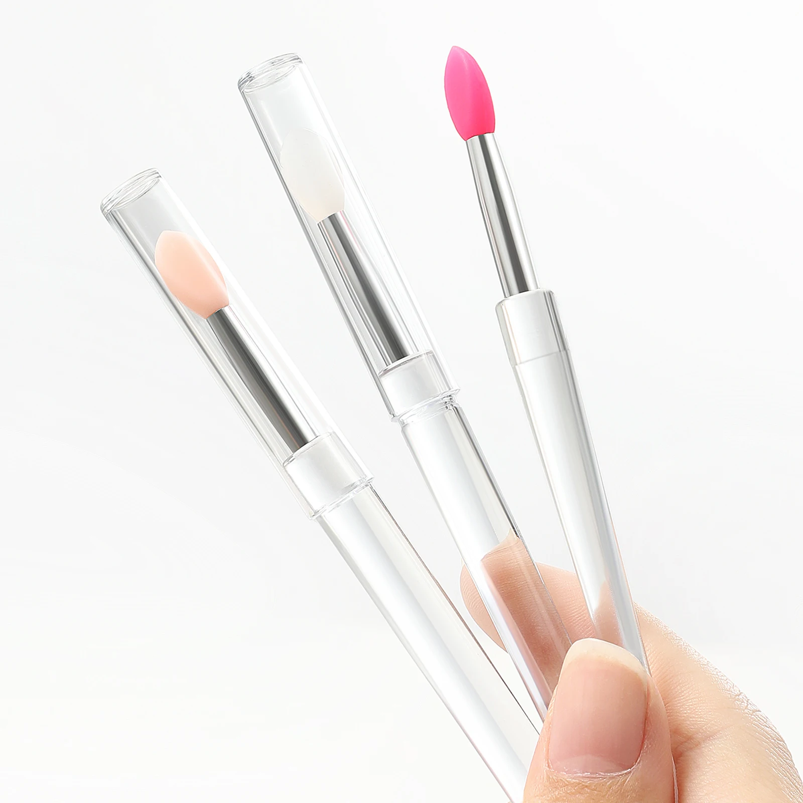 3 uds cepillo de labios de silicona portátil con cubierta suave multifuncional aplicador de bálsamo labial lápiz labial brillo de labios sombra de ojos pinceles de maquillaje