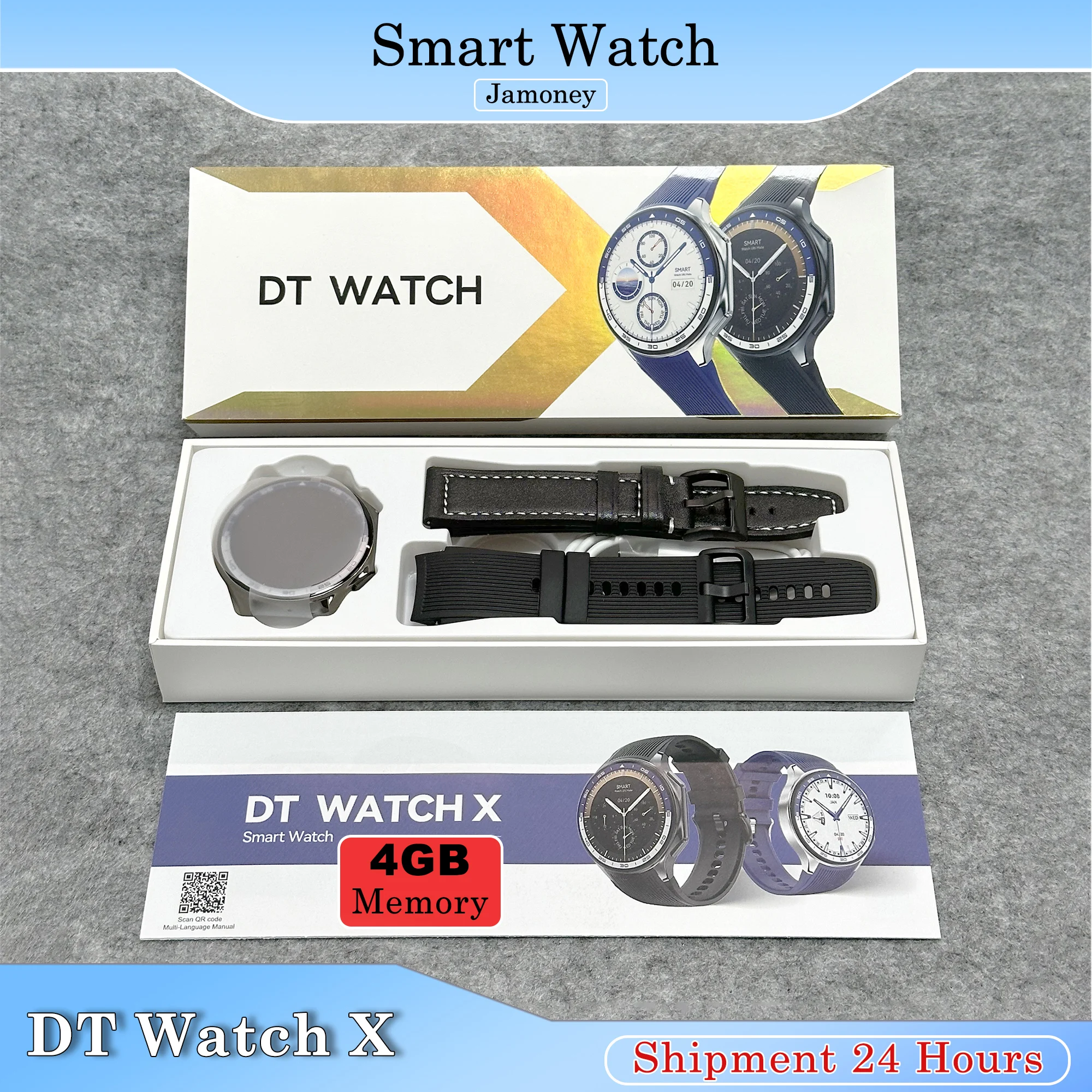 DT Watch X Smartwatches 4GB ROM AMOLED Smart Watch for Men Women'S Waterproof Bluetooth Call Connect TWS Earphone Music Play