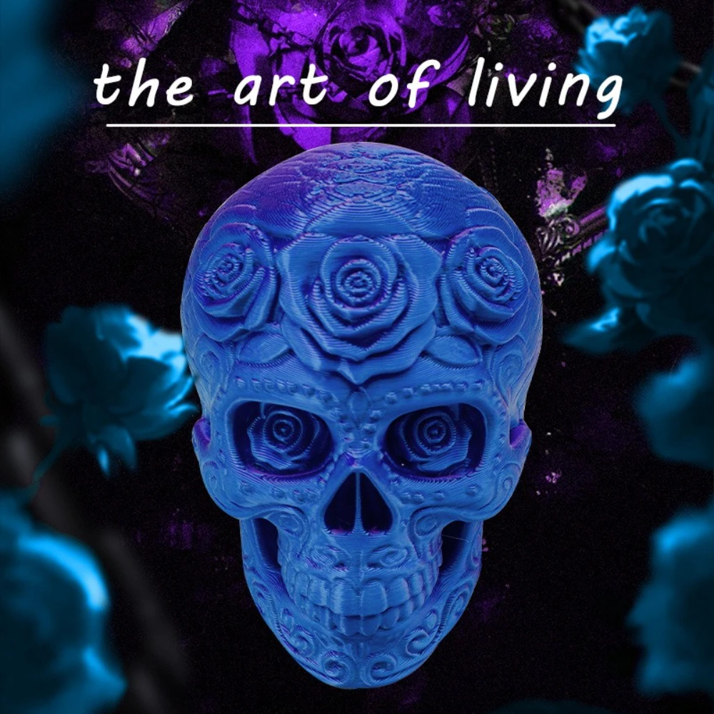 

Unique Halloween Atmosphere Desktop Decoration Rose Skull Halloween Decorative Head Sculpture for Home Desktop Living Room Decor