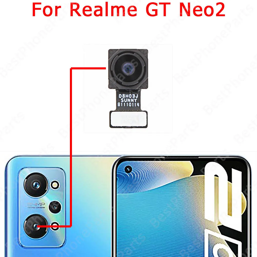 Módulo de cámara frontal y trasera grande, piezas de repuesto flexibles, para Realme GT Neo 3 3T 2 Neo2