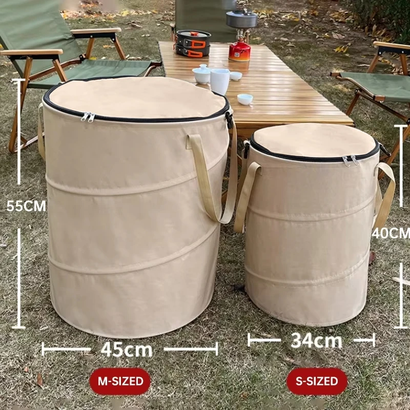 Outdoor camping trash can, foldable multifunctional storage box, household large capacity dirty clothes basket, storage bag