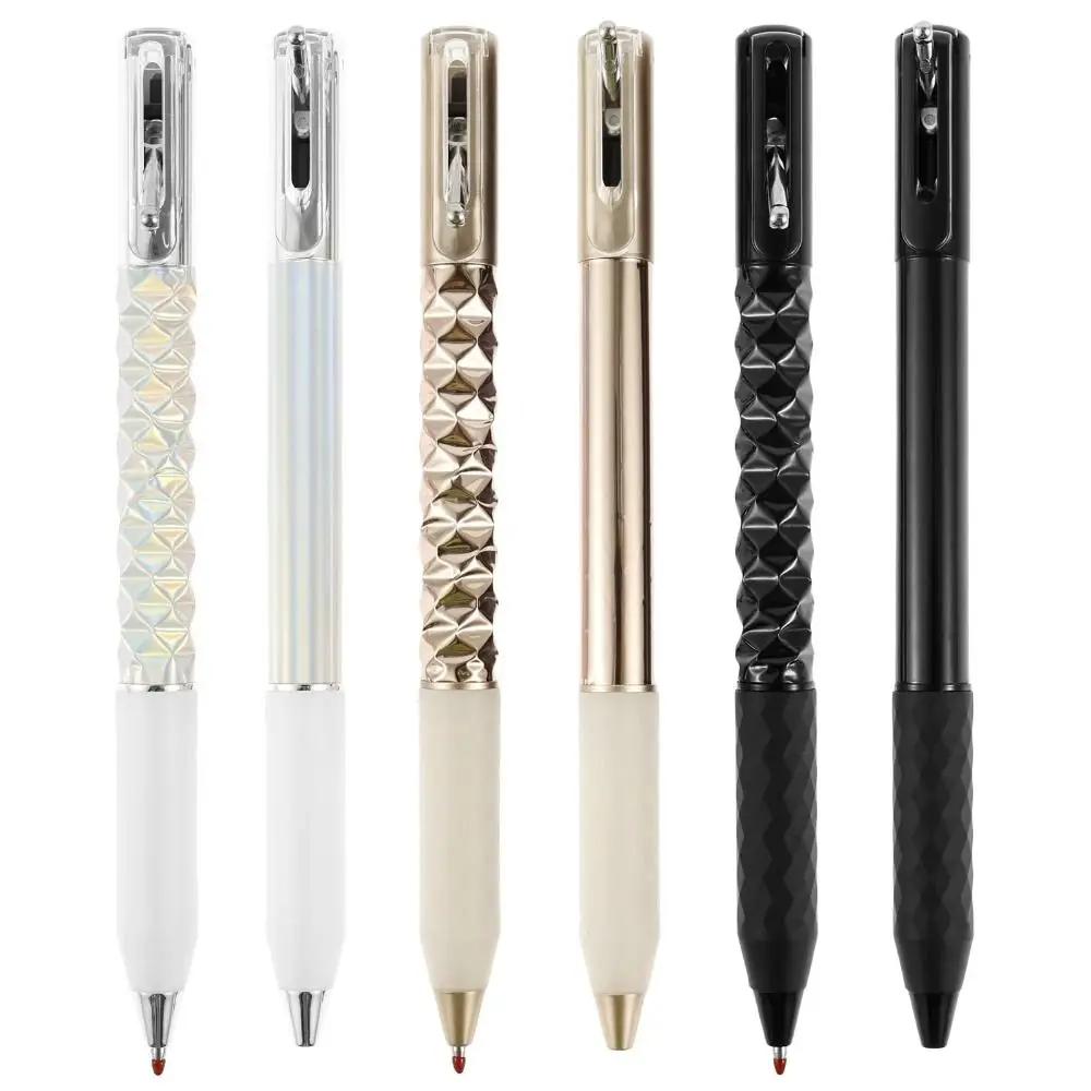 Interesting Rhombus Geometry Deformable Pen 0.5mm Tip Press Type Gel Pen Quick Dry Black Ink Writing Pen Gift