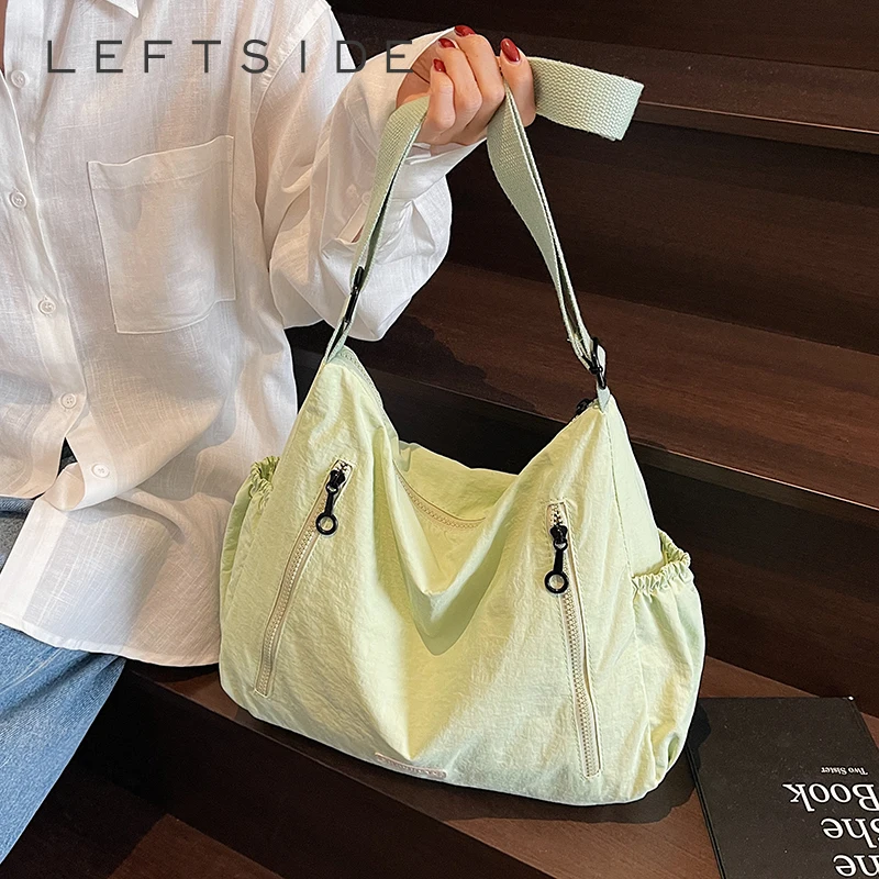 

LEFTSIDE Soft Cloth Solid Color Crossbody Bags for Women Shoulder Bags Females 2025 New in Fashion Trend Handbags and Purses