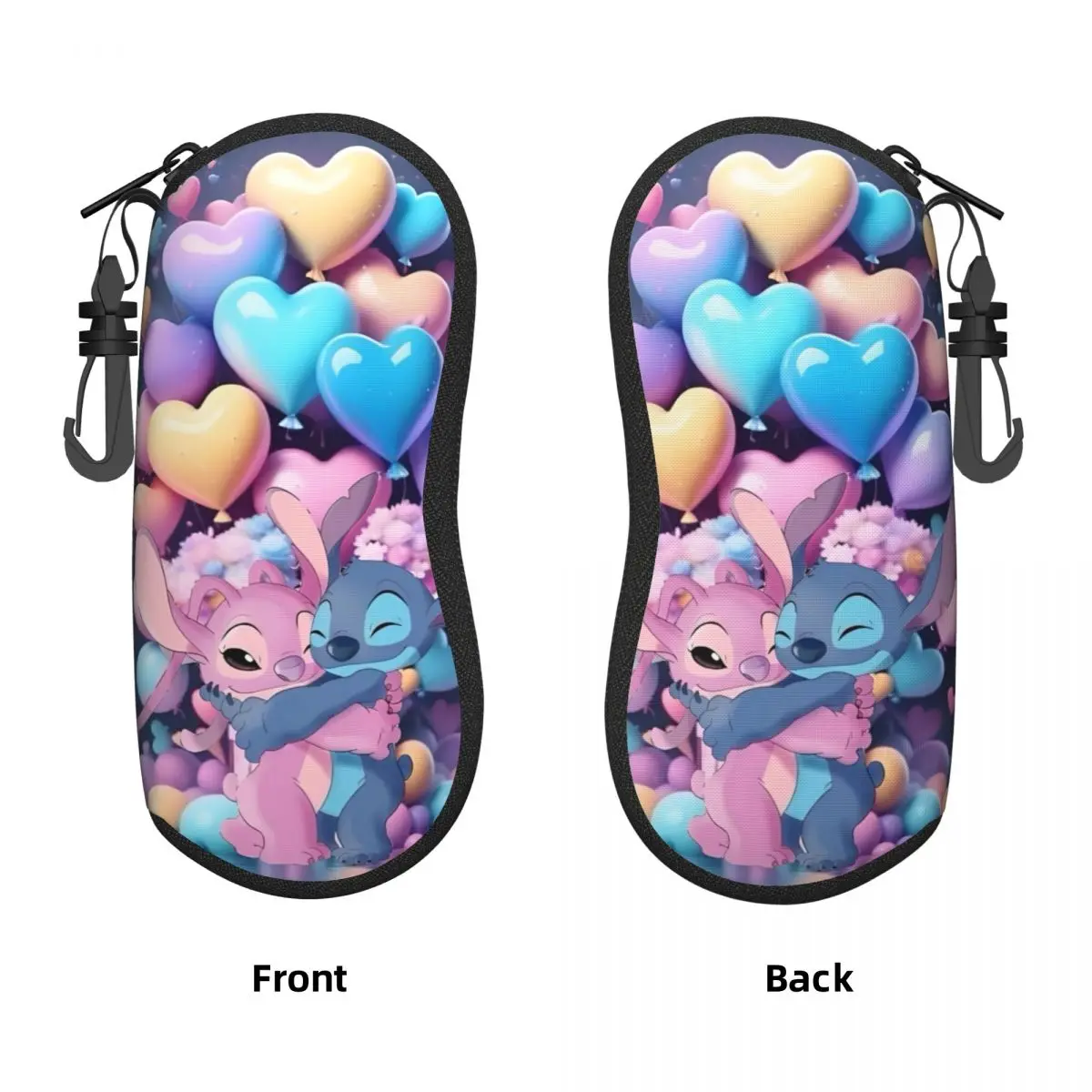 Kawaii Stitch And Angel Glasses Case Cover Cartoon Comic Zipper Sunglasses Pouch Unisex Daily Eyeglass Cases Cover Eyewear Box