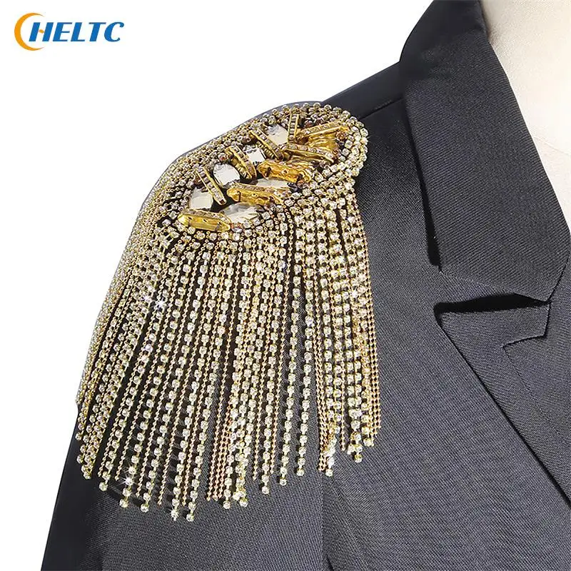 1PCS Fashion Handmade Shoulder Jewelry Tassel Rhinestones Epaulettes Clothing Accessories Brooch Epaulet Shoulder Brooches Gift