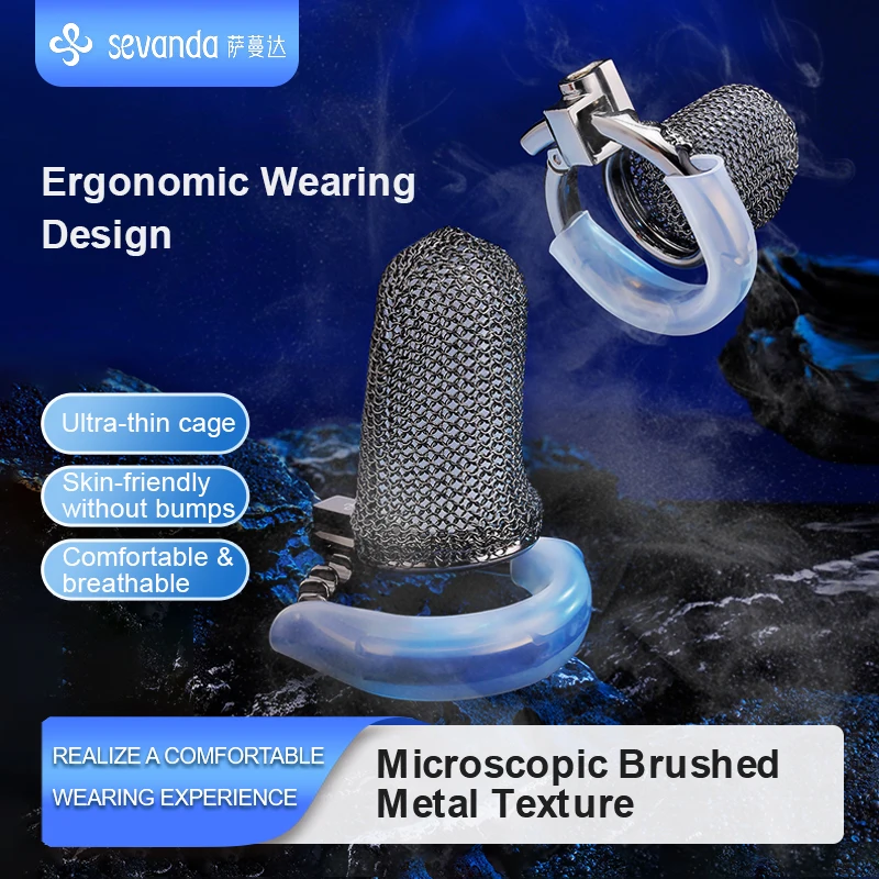 Adjustable Metal Chastity Cage for Men with Honeycomb Design Cock Cage Lock Device, Male Anti Cheating Penis Adult Toy Device