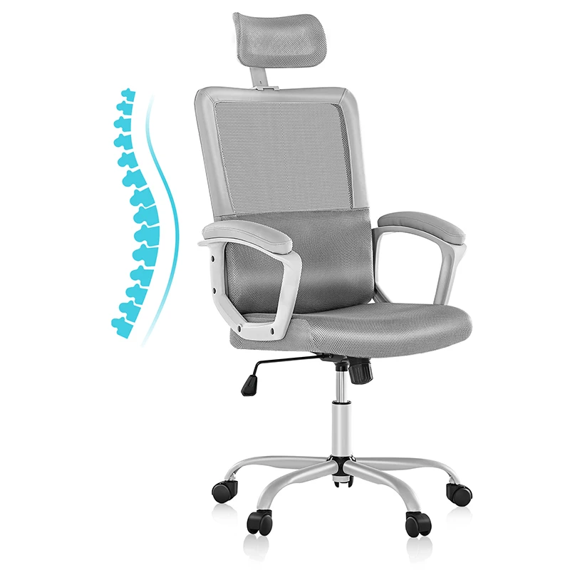 Sweetcrispy Ergonomic Office Chair High Back Mesh Gaming Desk Chair with Adjustable Headrest and Lumbar Support On-Site