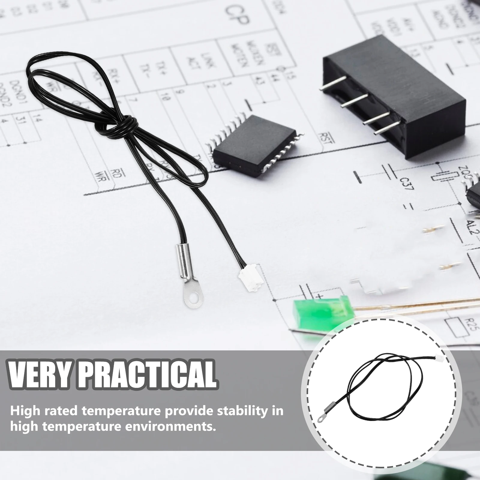 

Indoor Temperature Probe Replacement Black Metal Ntc High Sensitive Temp For Air Conditioner Precision Measurement