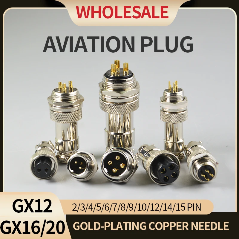 

Gold Plated Aviation Plug Socket GX12/GX16/GX20 2/3/4/5/6/7/8/9/10/12/14 Pins Circular Metal Connector