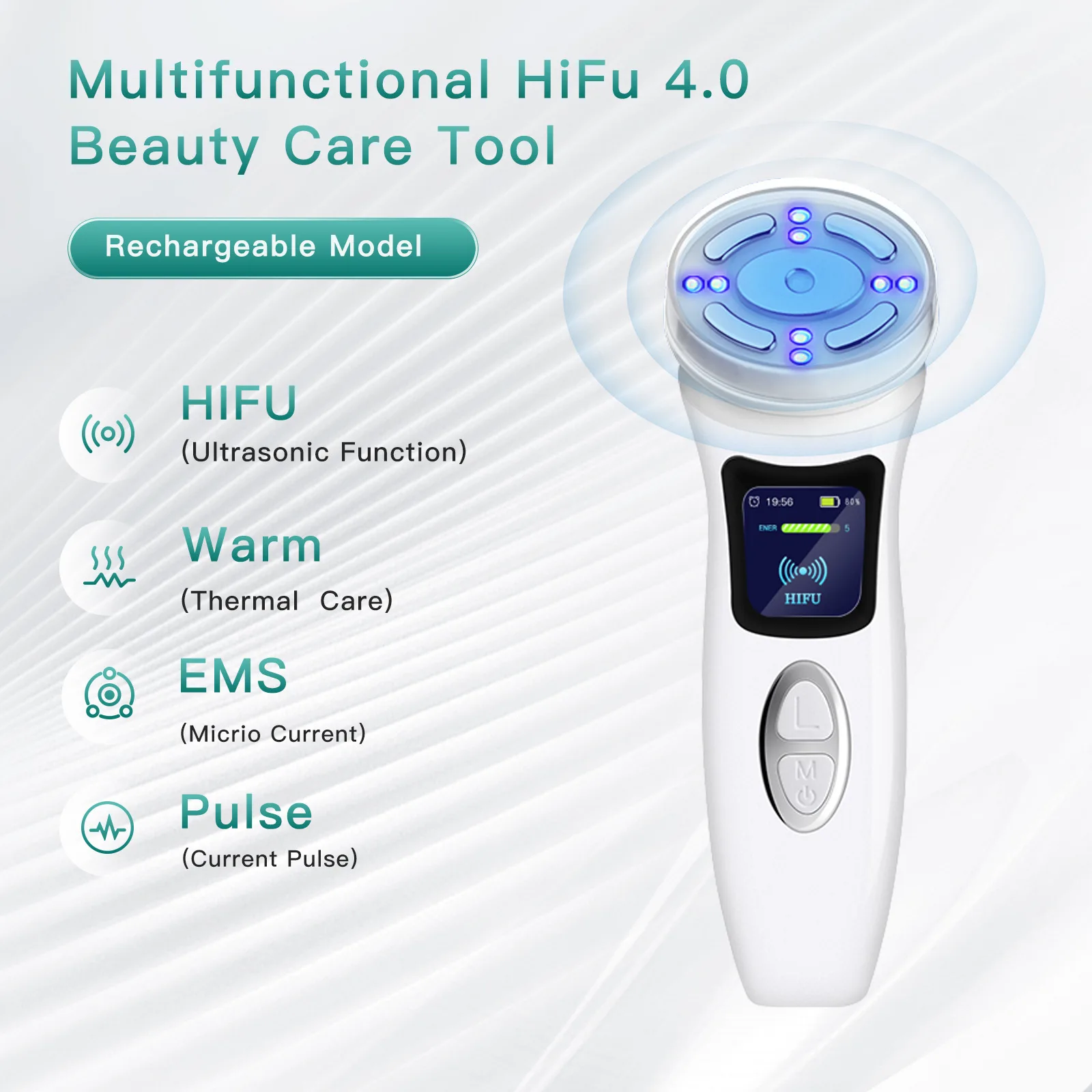 Wireless Facial Lifting HIFU 4.0 Ultrasonic Facial Machine 4 in 1 Skin Lift Firm Tightening Skin Wrinkle Removal Home Use Beauty