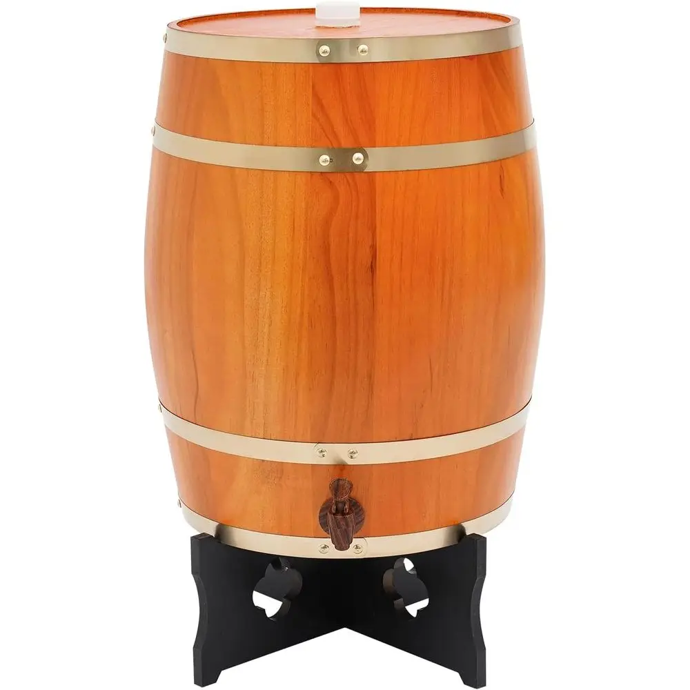 30L Vintage Wood Timber Wine Barrel Dispenser for Brandy Tequila Whiskey Rum Port (Upright 30L E)
