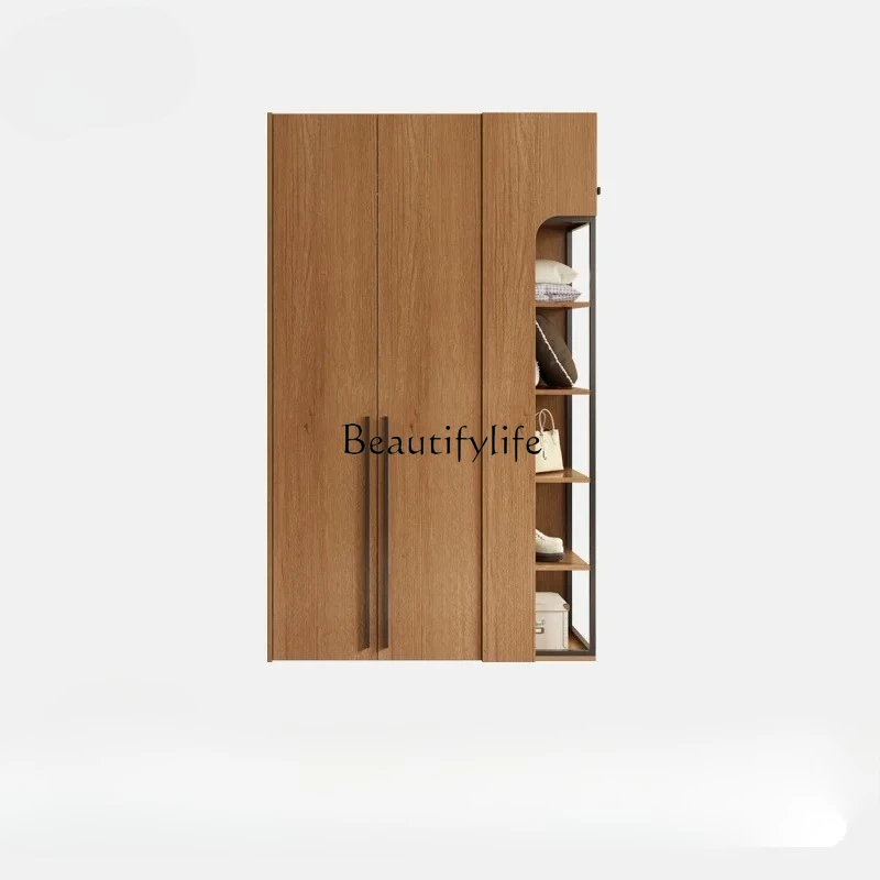 

Nordic Solid Wood Wardrobe Modern Minimalist Small Apartment Locker Two Four-Door Combination Wardrobe Bedroom Log Furniture