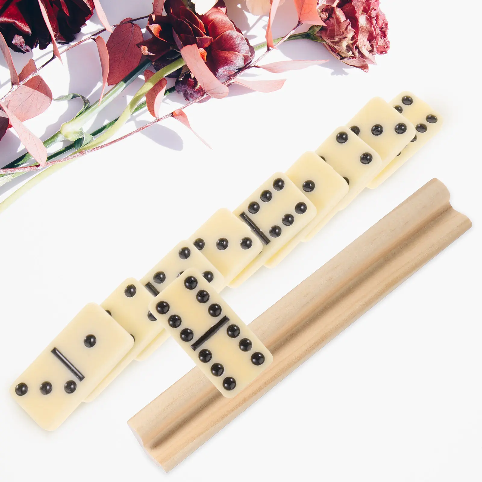Afbeelding 6: 6 stuks houten dominorekken Engelse letterbasis speelkaart lade ambachtelijke projecten spelorganisatie domino tegelhouders bordspel