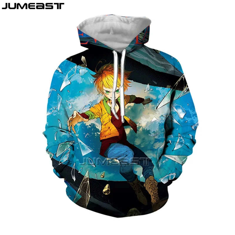 Jumeast Cartoon Anime the Promised Neverland Hoodie 3D Print Men's Women's Oversized Sweatshirt Spring Autumn Pullover Tracksuit