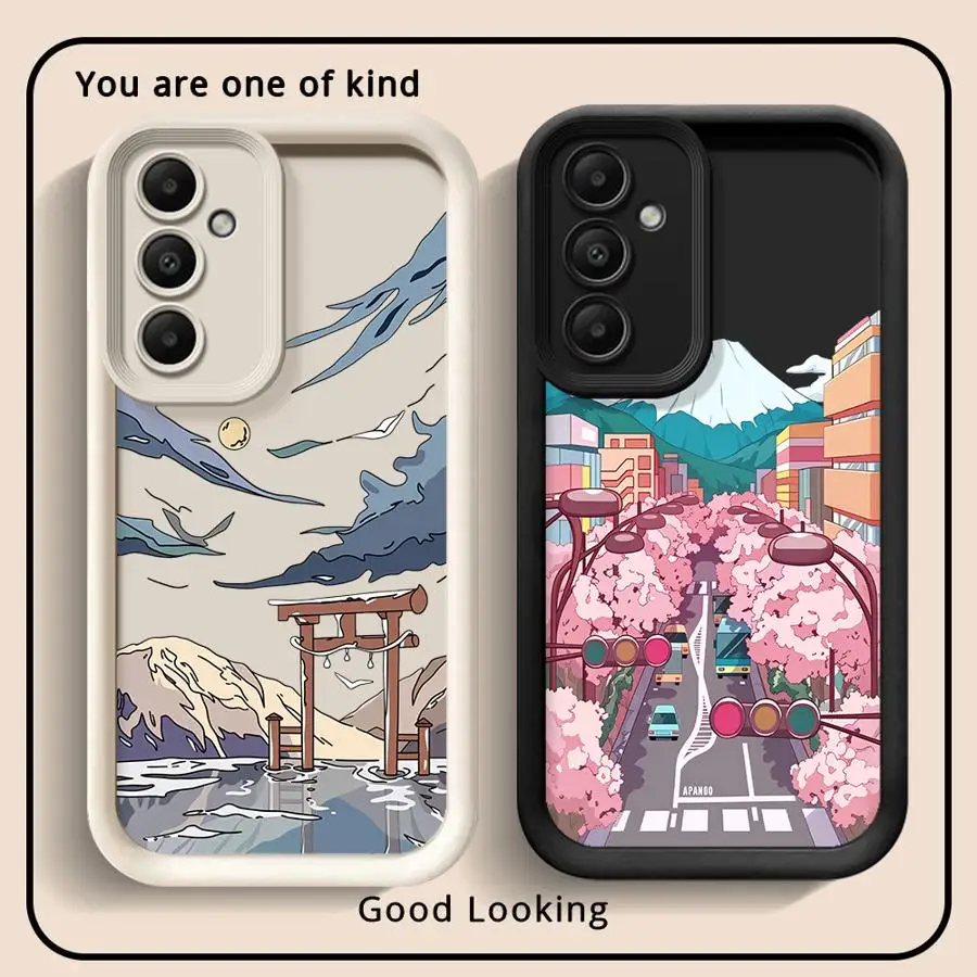 Case for Samsung Galaxy A51 A73 A71 A72 A35 A36 A34 A26 A32 A53 A54 A23 A12 A13 A56 A15 A16 Phone Cover Cartoon Anime Landscape 