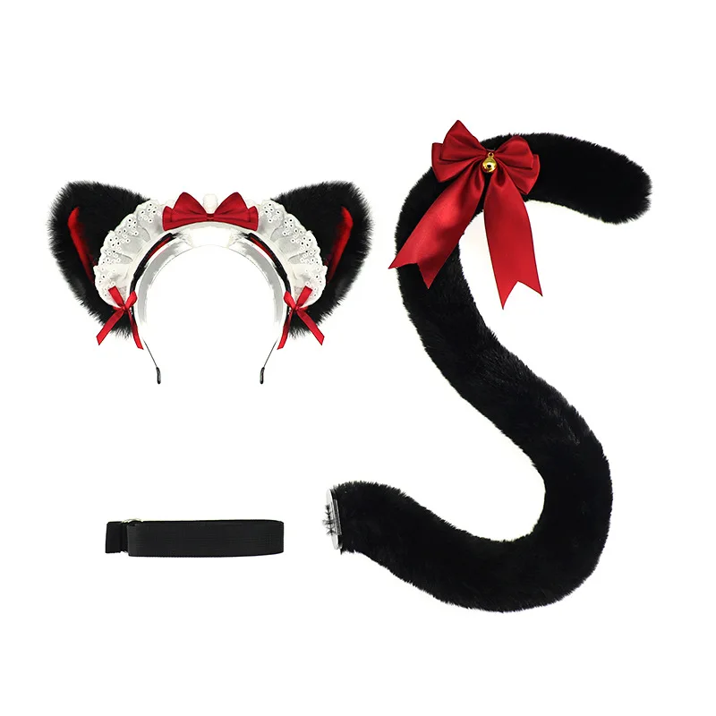 Realistische kat oor hoofdband staart set handgemaakte pluche cosplay kit voor anime-conventies Halloween harige kostuums