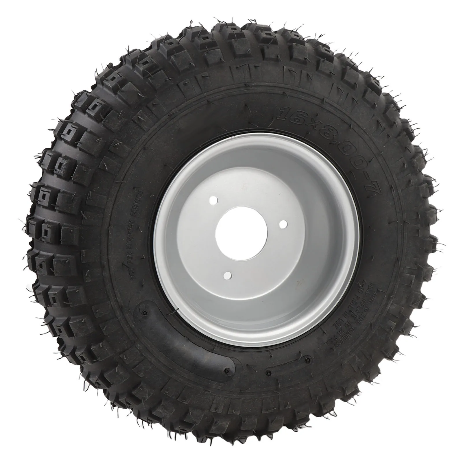 16X8-7 Tire with 3 Holes Rim 6PR Excellent Road Grip 7 Inches ATV UTV Tire Wheel for Go Kart Golf Cart Garden Lawn Mower