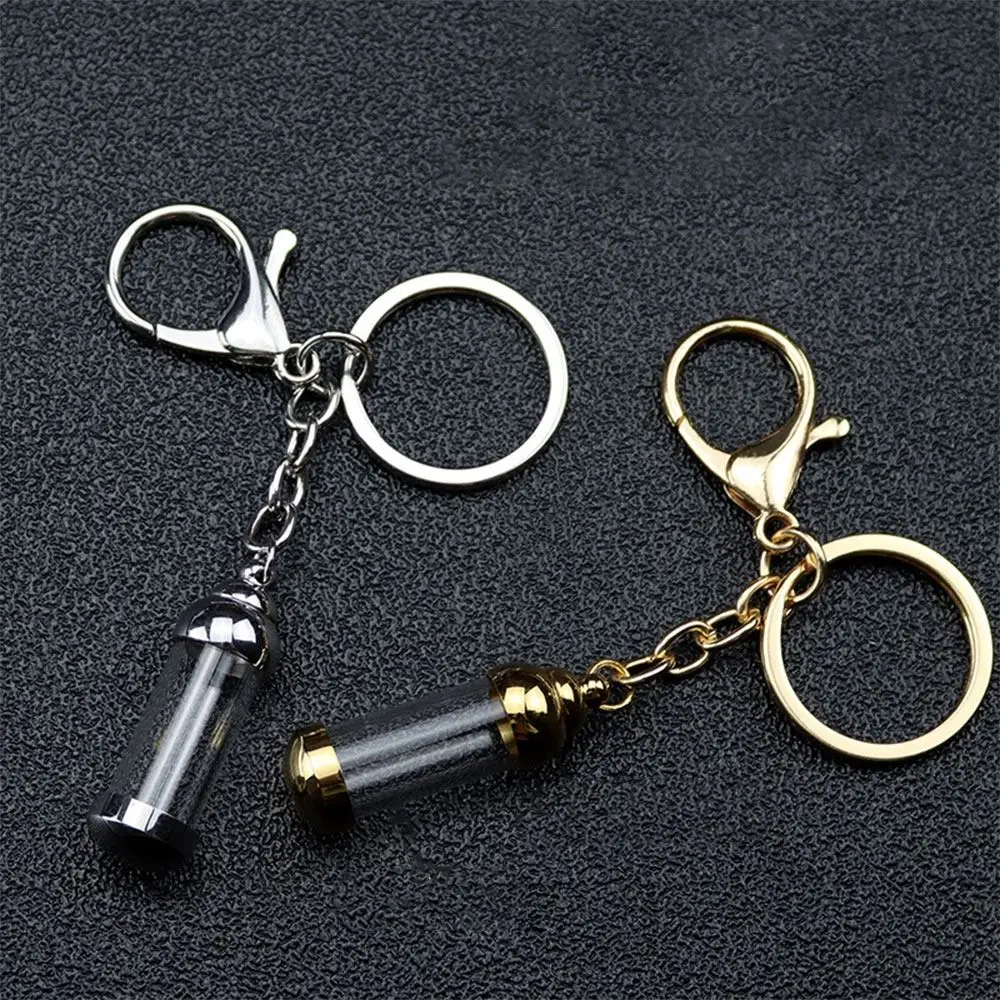 NEW Cylinder Glass Vial Keychain Clear Glass for Ash Sand Lucky Charm Keyring Openable Screw Cap Gift Wishing Bottle