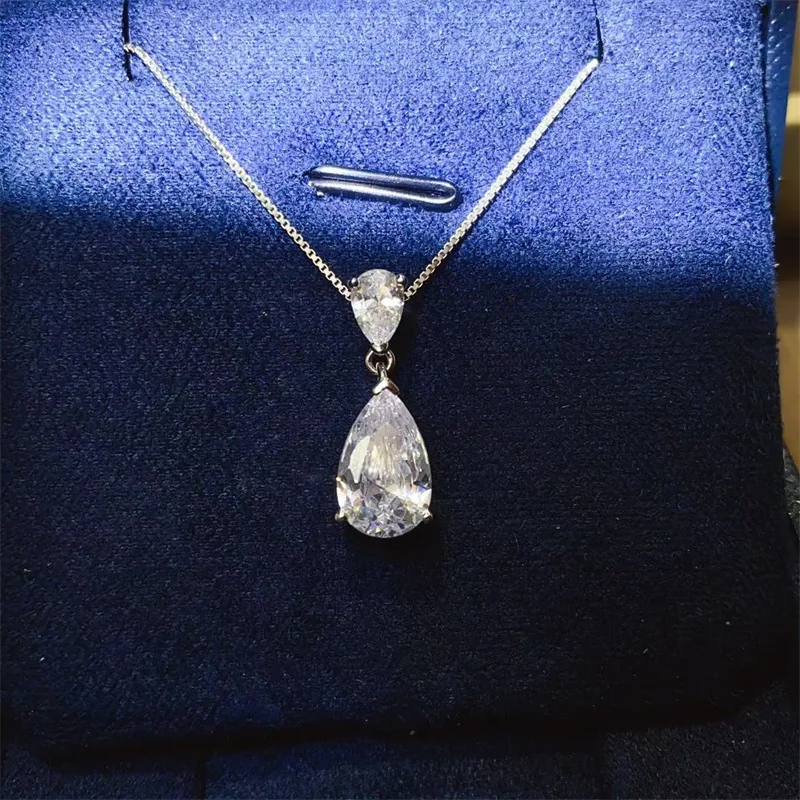 Retro Elegant Moissanite PT950 Platinum 3 Carat Water Drop Micro Inlay Necklace For Women,vintage fine jewelry for mature ladies