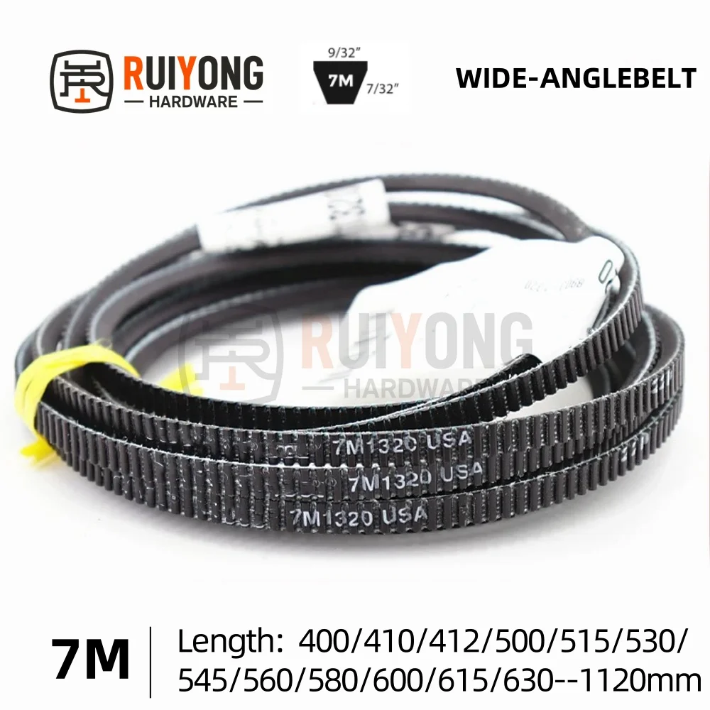 

7M Wide-angle belt 400/410/412/500/515/530/545/560/580-1120mm For Harbor Freight Lathe Drive Belt Transmission Triangle Belt