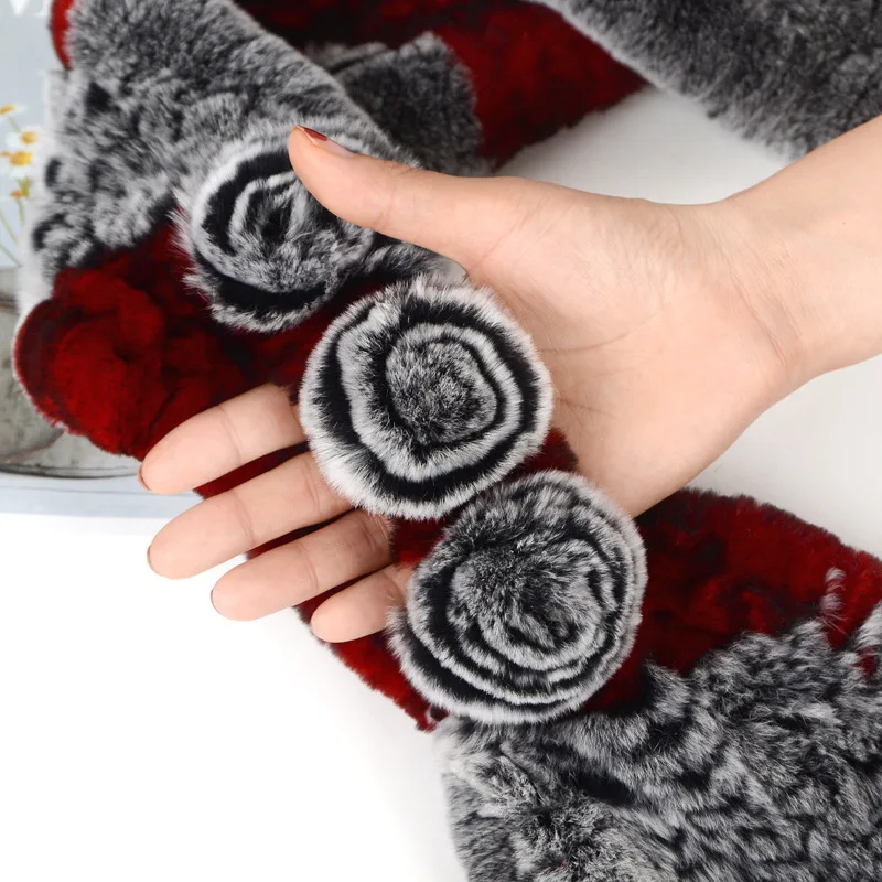 2024 Fashion Lady Genuine Rex Rabbit Fur Scarves Winter Women Real Rex Rabbit Fur Scarf Natural Warm Soft Rex Rabbit Fur Muffler