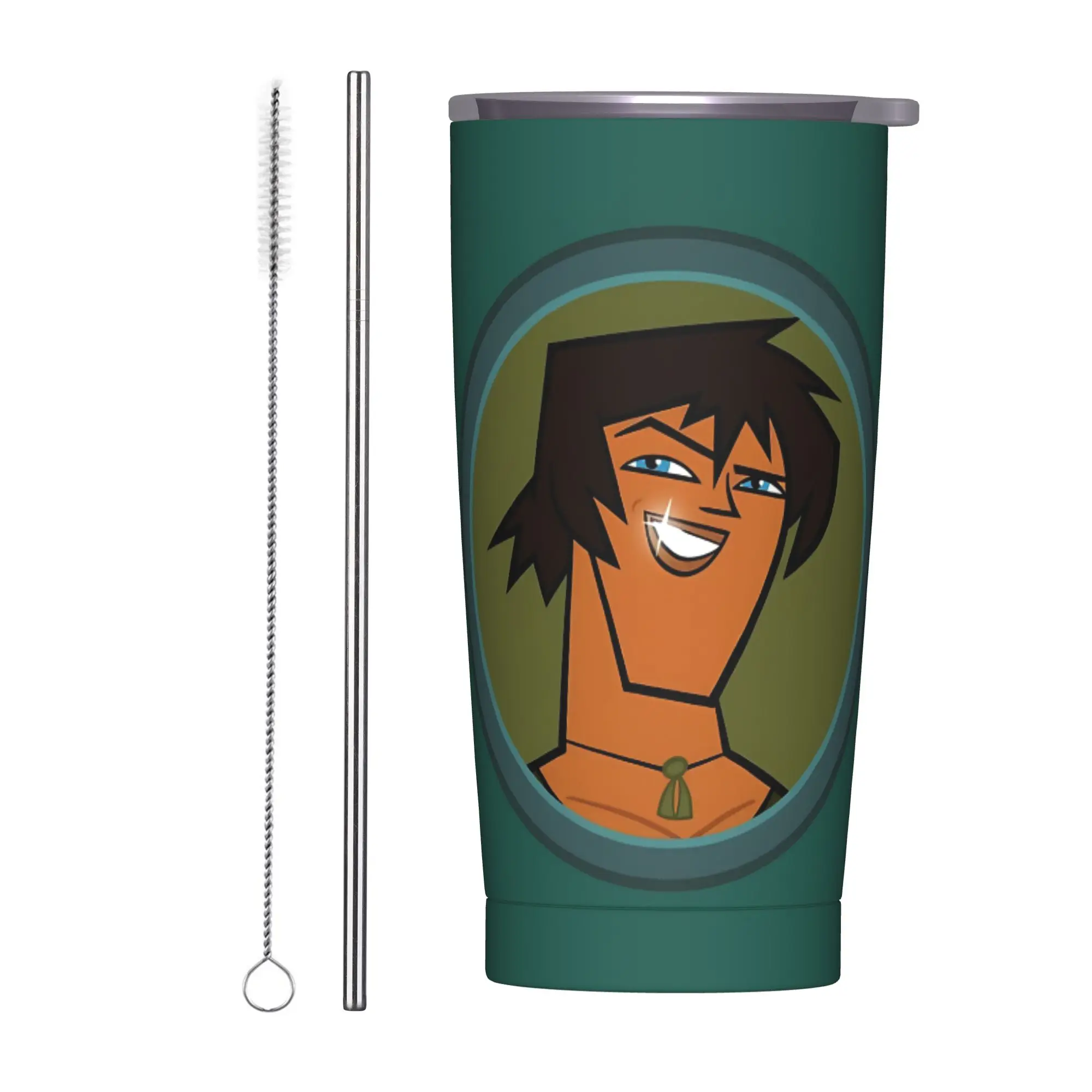 Totals Dramas Island Icon - Justin Tumbler Vacuum Insulated  Thermal Cup with Lid Straw Double Wall Mug Hot Cold Drink, 20oz