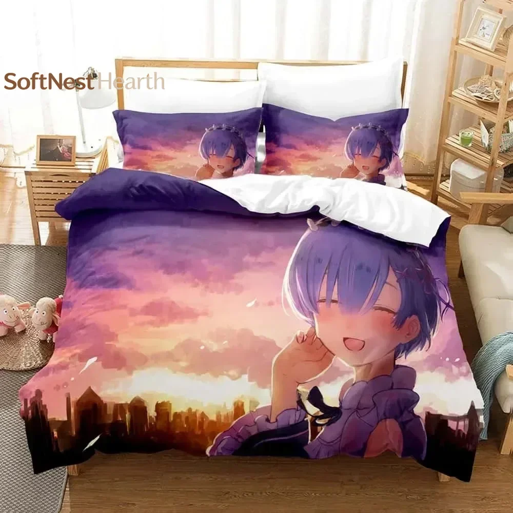 2026 ReZERO -Starting Life In Another World Bedding Set Single Twin Full Queen King Size Bed Set Adult Bedroom Duvet Cover Sets