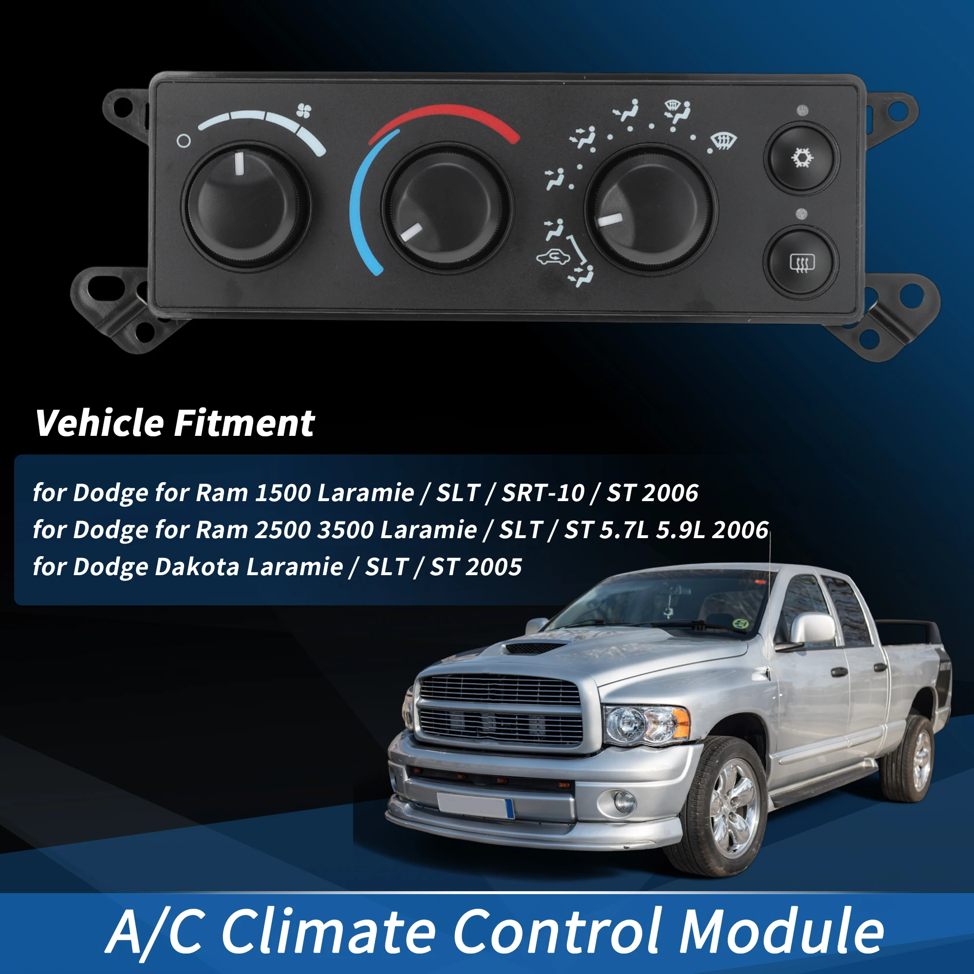 

Модуль климат-контроля нагревателя UXCELL для Dodge для Dodge Dakota, панель переключателя управления HVAC No 55056569AE