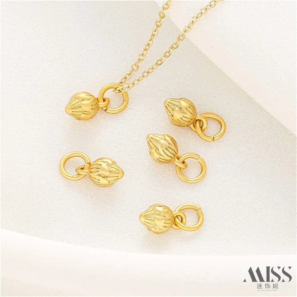 14K Gold Color-preserving Lotus Bud Pendant DIY Accessories Handmade Bracelet Necklace Jewelry Decorative Charm Pendant