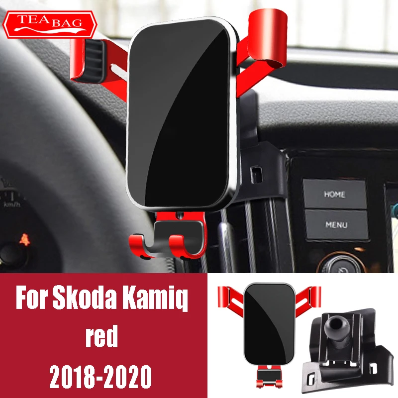 Regulacja uchwyt samochodowy do telefonu Skoda Kodiaq Karoq Kamiq 2017-2020 stojak GPS odpowietrznik uchwyt mocujący akcesoria zatrzaskowe