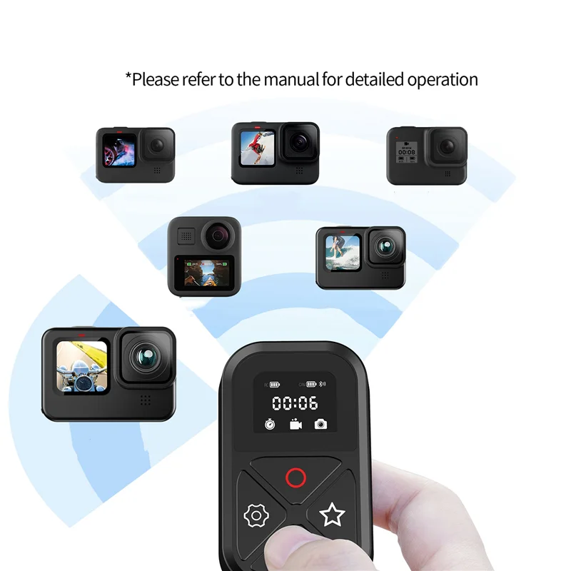 TELESIN T10 80M Bluetooth Remote Control for GoPro Hero 11 10 9 8 Max for Smart Phone Action Camera Wireless Remote Accessories