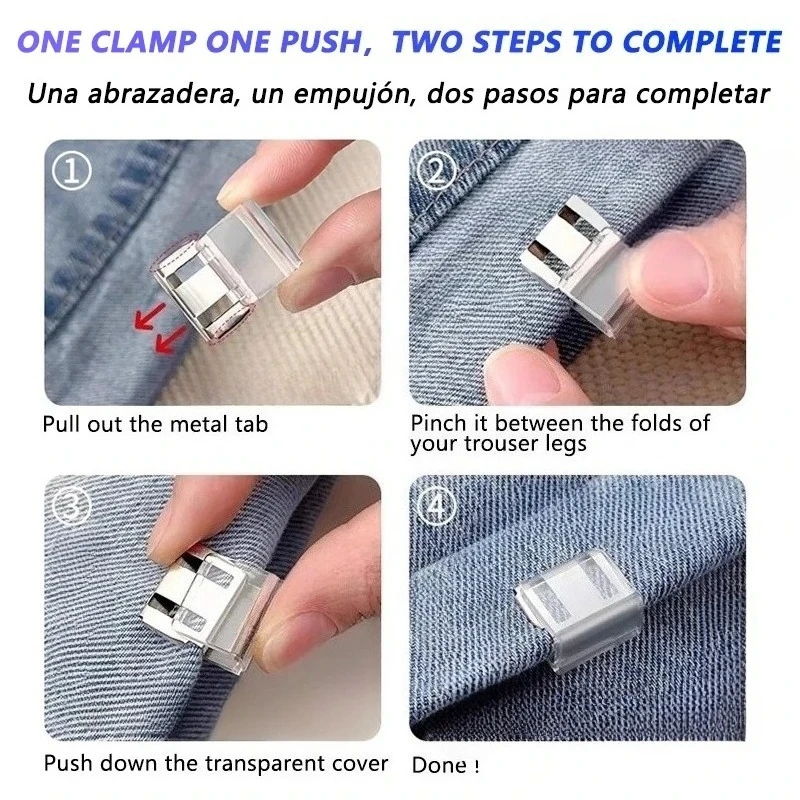 4~10PCS Clip invisible para cortar la longitud de las piernas, Clip antideslizante para el borde de pantalones, Clip de fijación rápida para el dobladillo, Ajustador oculto para pantalones, Accesorios de costura