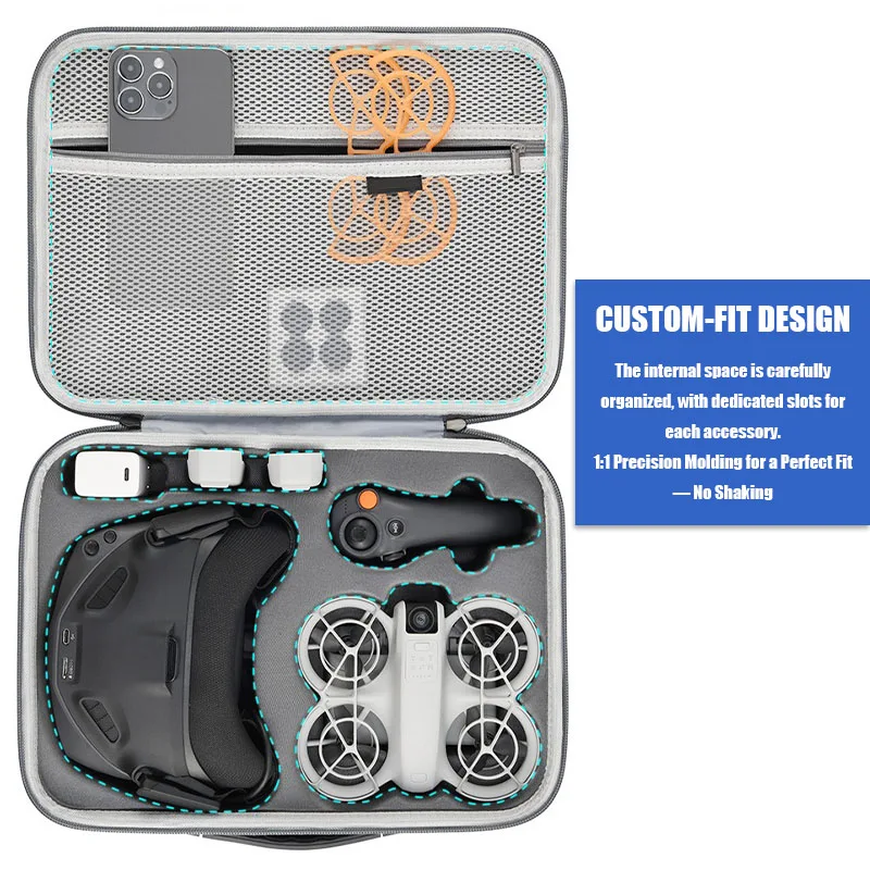 VOLODYMYR Borsa combinata antiurto con tracolla protettiva per drone con guscio rigido di grande capacità per occhiali DJI NEO/DJI N3