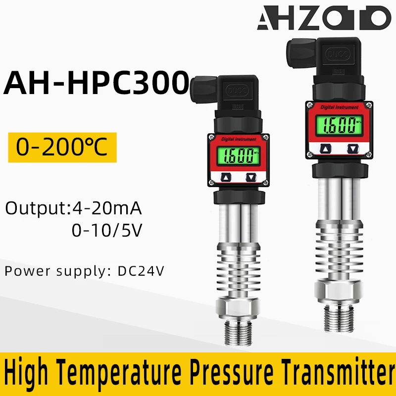 

0-200C LCD display 0-1000bar 4-20mA Output G1/2 DC24V Pressure Transmitter Transducer High Temperature Sensor for Water Gas Oil