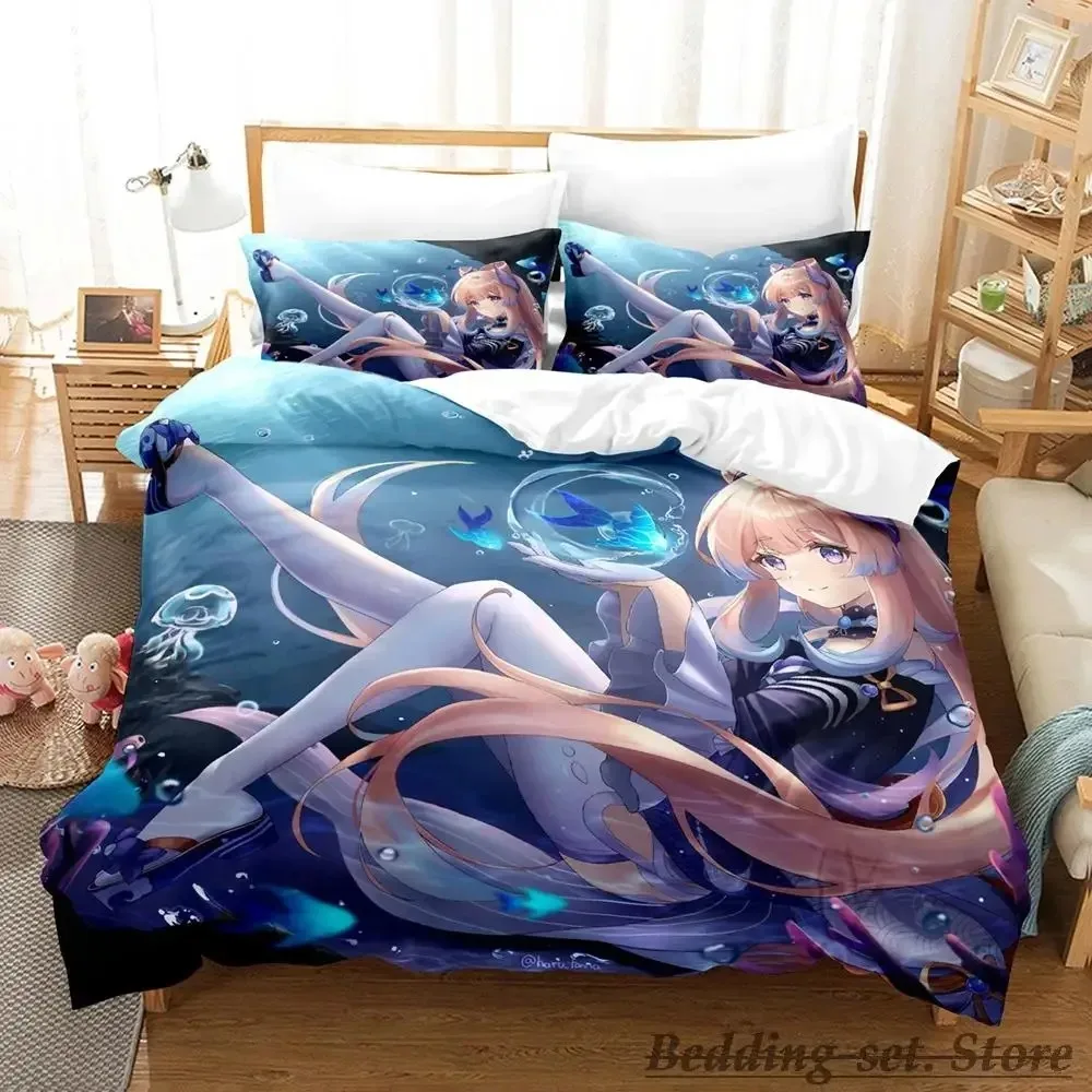 2023 Genshin Impact Sangonomiya Kokomi Bedding Set Single Twin Full Queen King Size Bed Set Adult Kid Bedroom Duvetcover Sets