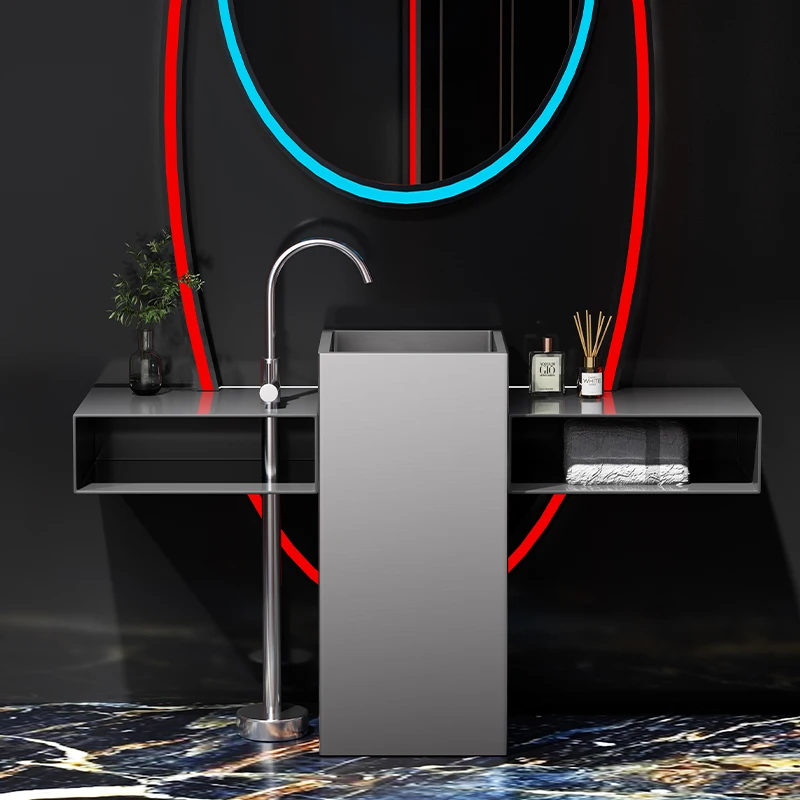 High-end metal column basin floor-to-ceiling integrated washbasin washbasin household