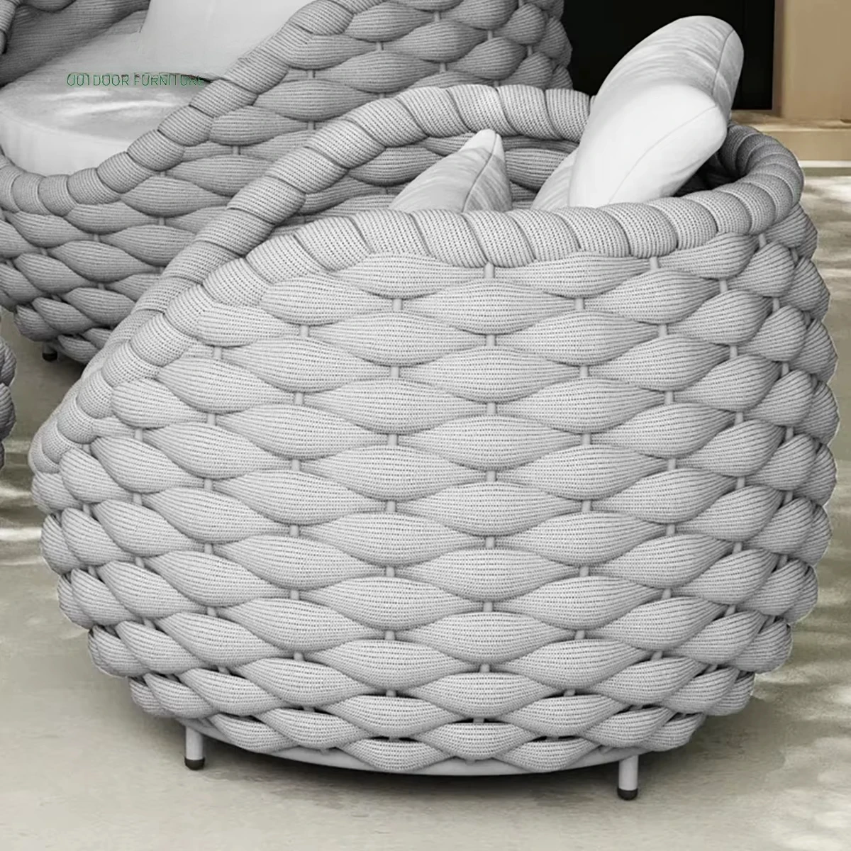 Waterproof Backyard Terrace Cushion Comfortable Rope Woven Furniture Hand Woven Modern Garden  Sofa Chair Set