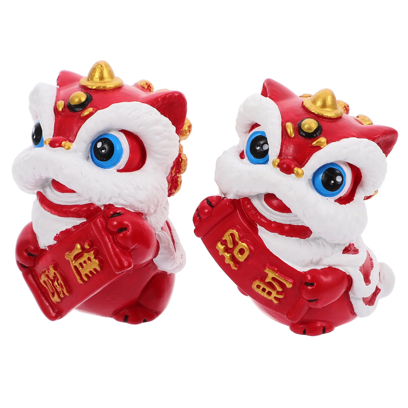 

1Pair Statues 2025 Chinese New Year Spring Festival Decor Feng Shui Sculpture Home Office Decoration Good Luck