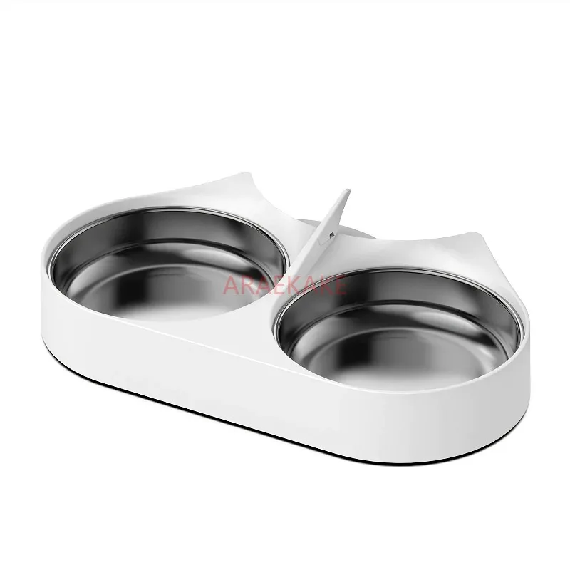 Pet food splitter, stainless steel bowl, automatic feeding bowl for cats and dogs, suitable for cats and dogs