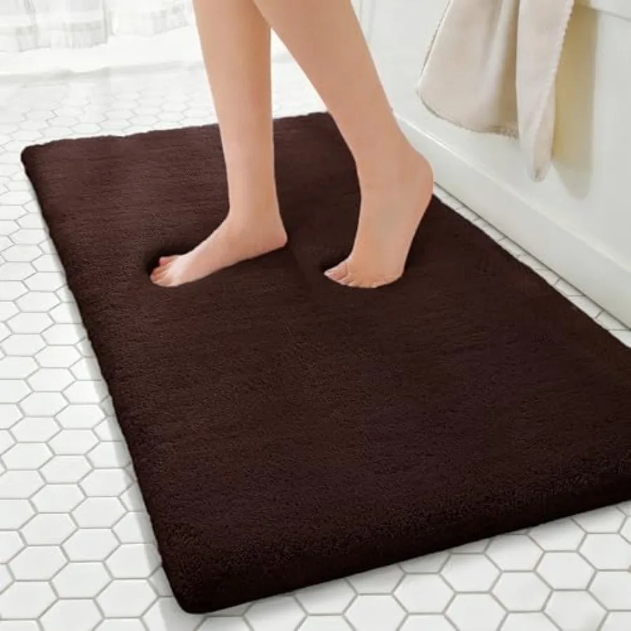 

Bathroom Rugs 60x24 Dark Brown - Thick Memory Foam Bath Mat Ultra Soft and Plush Fluffy Non-Slip Quick Dry Absorbent Washable F