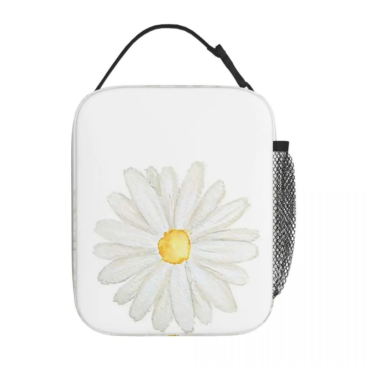 Hand Painted One Little White Daisy Watercolor Insulated Lunch Bag for Women Office Cooler Thermal Food Box Tote Lunch Boxes