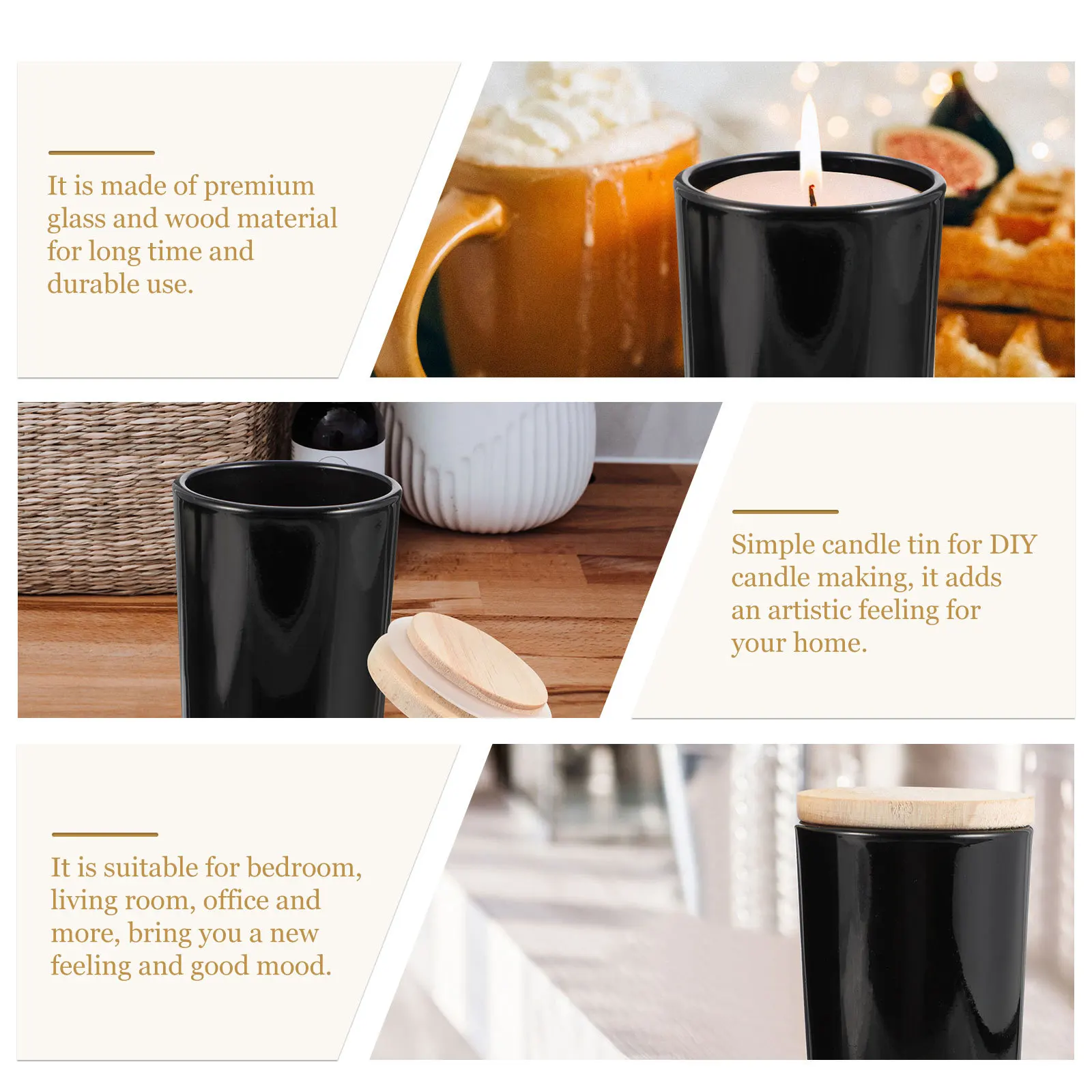 2 قطعة أكواب مقاومة للحريق قسط الزجاج الخشب Diy بها بنفسك الجرار للمنزل مكتب ديكور الشمع تذوب الحاويات أصحاب ضوء الشاي #2